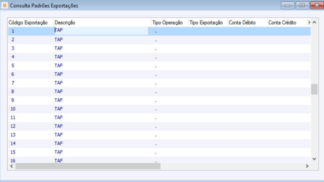 Consulta Padrões Exportações