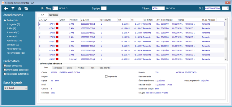 Controle de Atendimentos - SLA