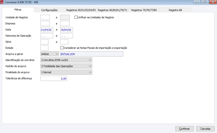 Convenio ICMS 57/95- MS