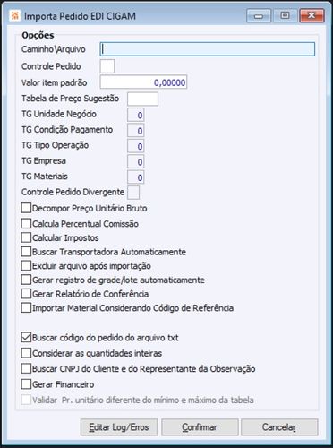 EDI Recebe EDI Pedido CIGAM