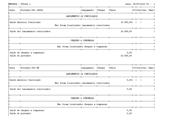 Extrato Cheque Não Compensado