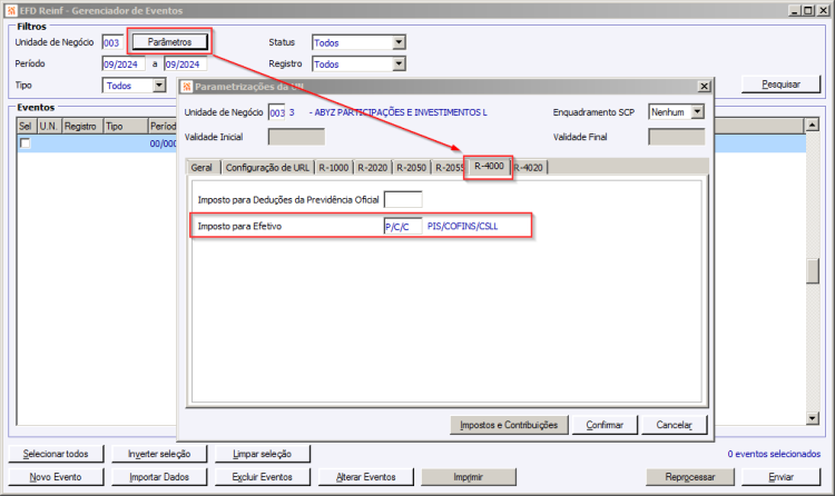 Imposto PCC - EFD REINF