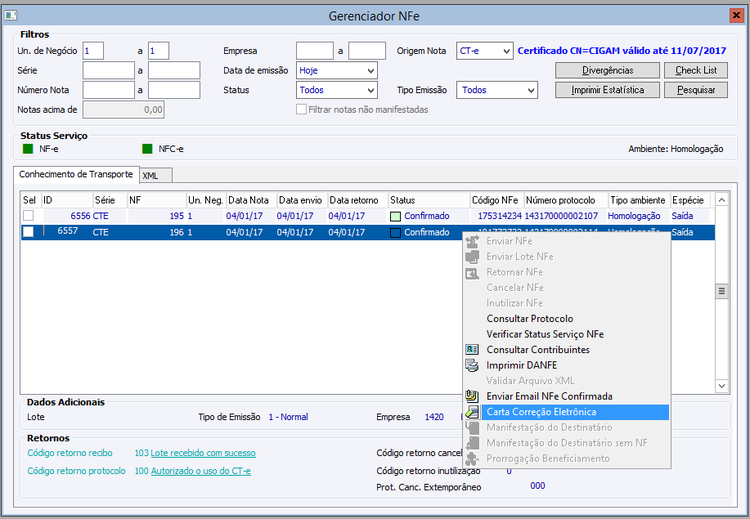 Gerenciador NFe Carta de Correção CTe.png