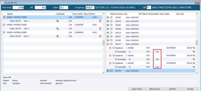 Permite quantidade parcial