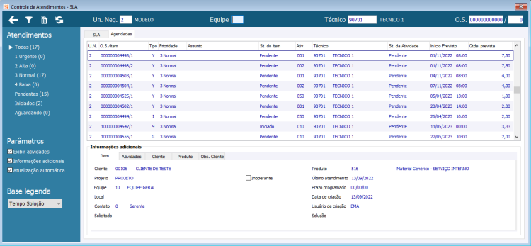 Guia Agendadas Controle de Atendimentos - SLA