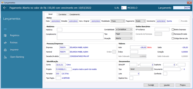 Metaconta com Projetos Estruturado