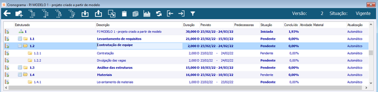 Movimentar Etapas de Projeto