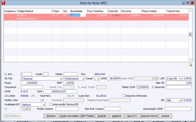 Nota Fiscal com Diferimento Parcial