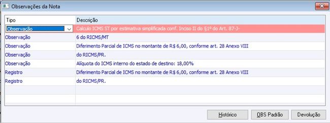 Nota Fiscal com Diferimento Parcial