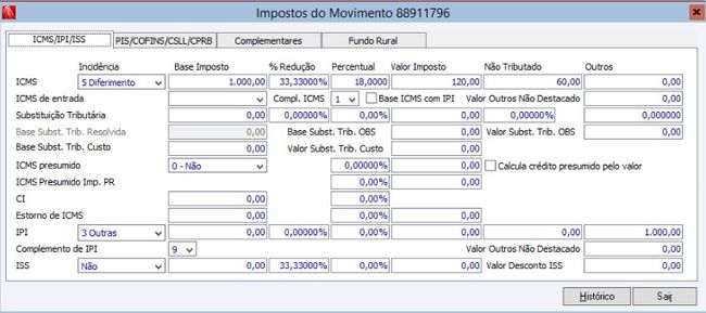 Nota Fiscal com Diferimento Parcial