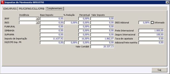 Notas Fiscais de Importação