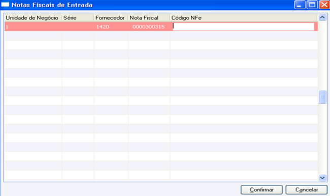 Notas Fiscais de entrada