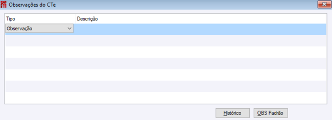 Observações do CTe