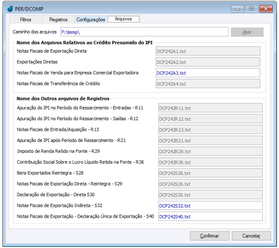 PER/DCOMP - Arquivos