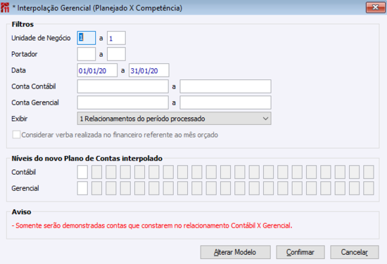 Interpolação Gerencial (Planejado x Competência)