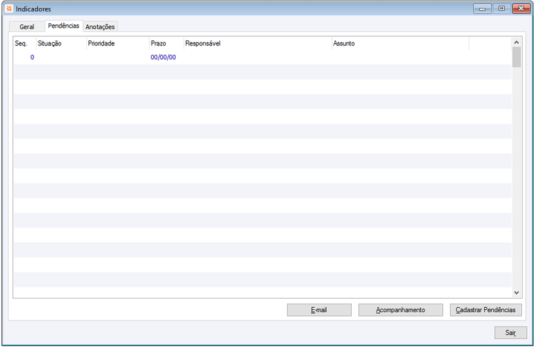 Indicadores - Guia de Pendências