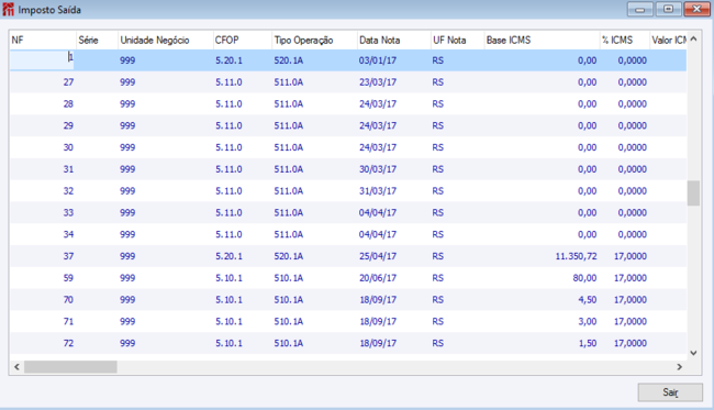 Imposto Saída