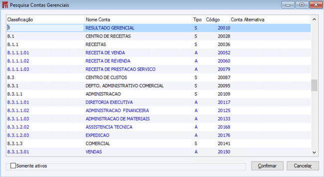 Pesquisa Contas Gerenciais