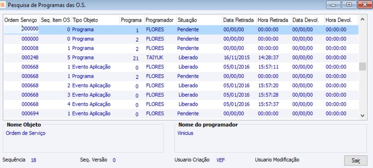 Pesquisas de Programas das O.S.