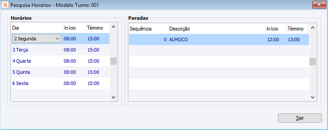 Pesquisa Horário- Modelo Turno 01