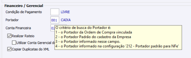 Parametrização Portador