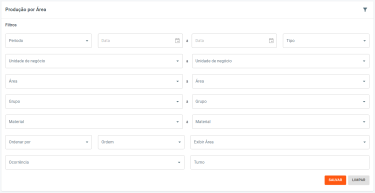 Portal Indústria Filtros Gráfico por Área