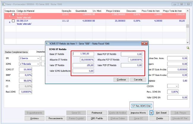 Recalcula Impostos - ICMS/ST Retido e FCP/ST Retido