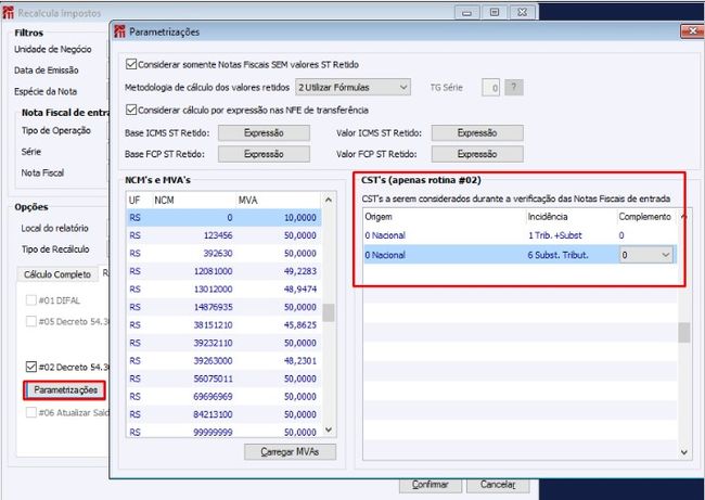 Recalcula Impostos - ICMS/ST Retido e FCP/ST Retido