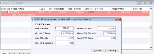 Recalcula Impostos - ICMS/ST Retido e FCP/ST Retido