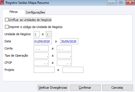 Registros Saídas Mapa Resumo