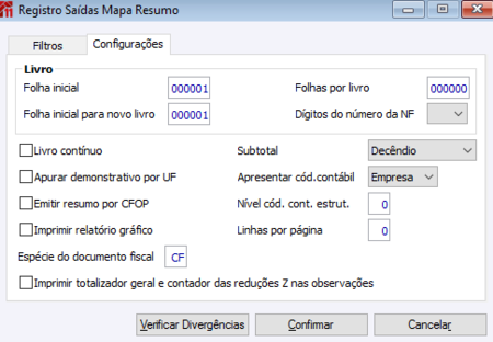 Registros Saídas Mapa Resumo