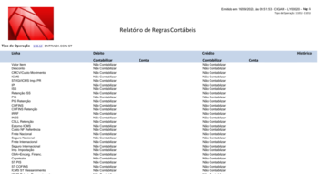 Relatório de Regras Contábeis