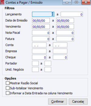 Contas a Pagar p/Emissão