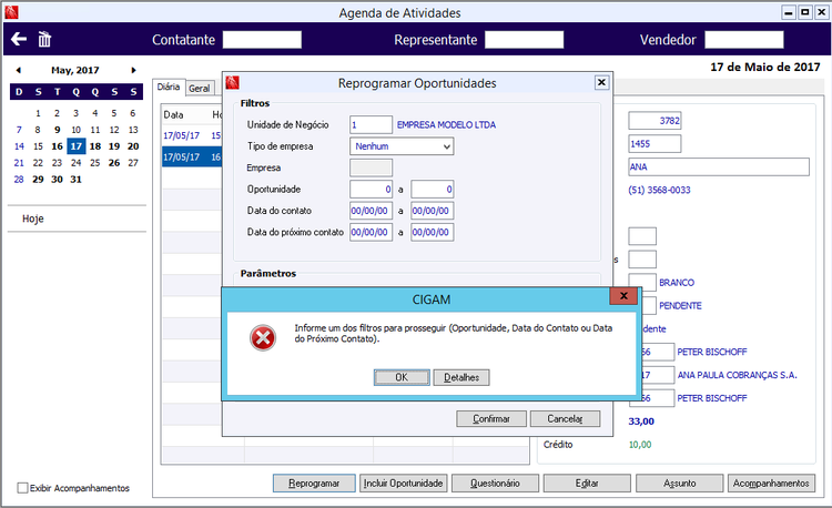 Reprogramação de Oportunidade 91