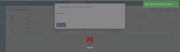 Aprovação de Solicitação concluída