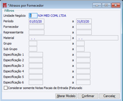 Relatório Atrasos por Fornecedor