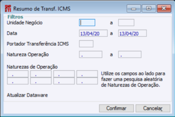 Resumo Transferência ICMS