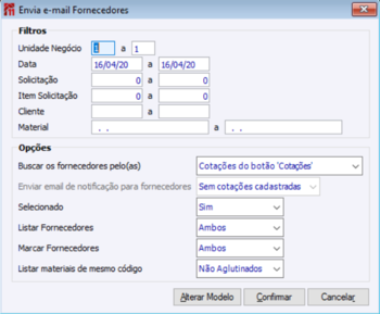 Envia Email para Fornecedor