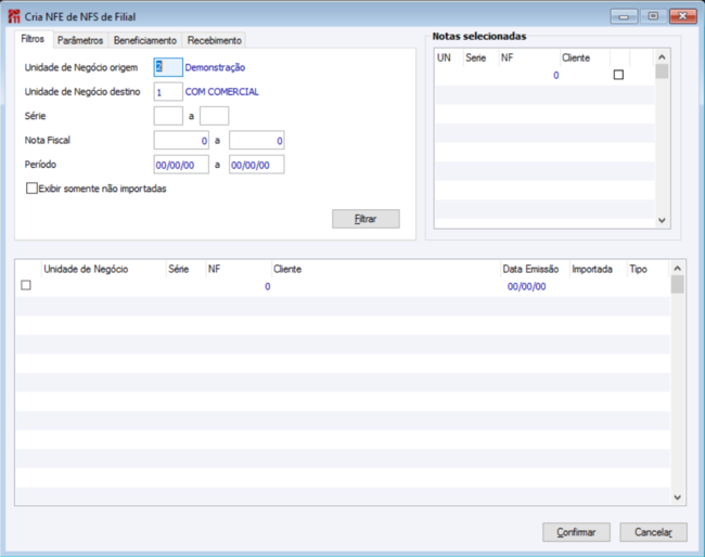 Cria NFE de NFS de filial