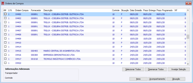 Seleção das Ordens de Compra