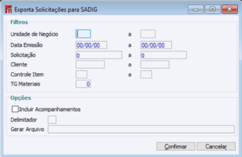 Exporta Solicitações SADIG