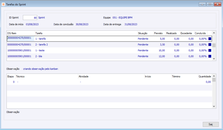 Tarefa do Sprint