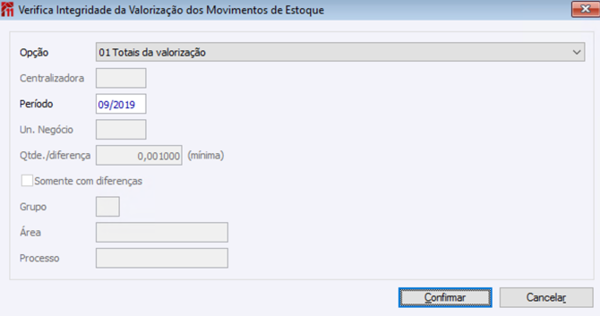 Verifica a Integridade da Valorização dos Movimentação de Estoque