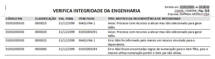 Verifica Integridade da Engenharia