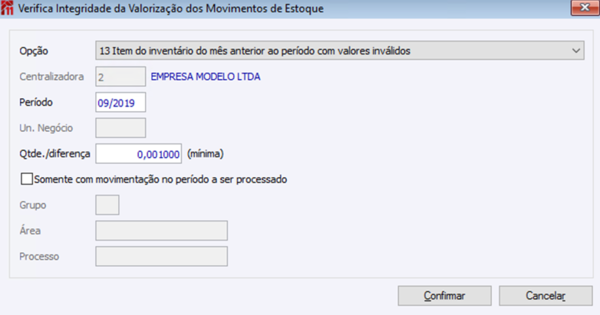 Verifica a Integridade da Valorização dos Movimentos de Estoque