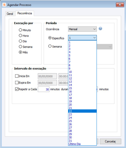 Recorrência - Mês